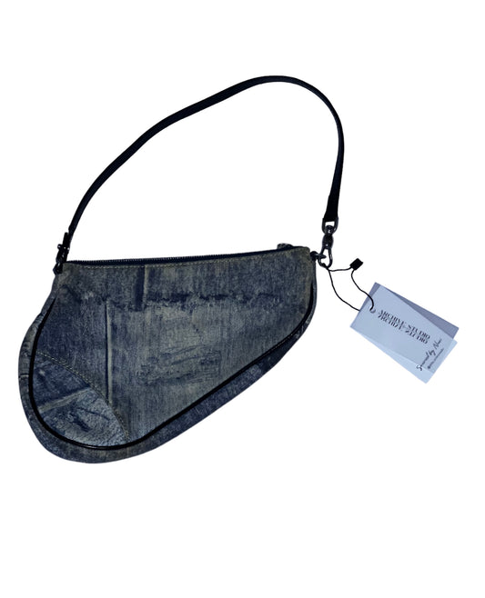 Authentic Vintage Christian Dior blue denim Trompe L'oeil 2001 saddle bag