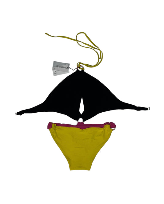 Authentic Vintage Pink Black and Yellow Emilio Pucci S/S 2004 One Piece Swimsuit. Size S