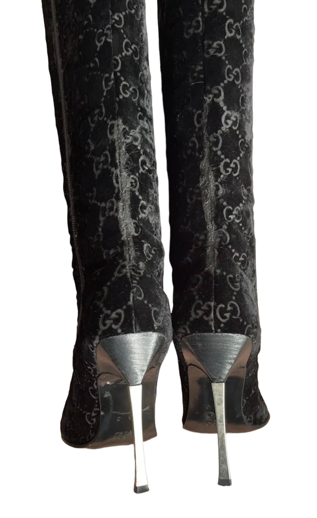 Authentic Vintage Gucci by Tom Ford F/W 1997 Velvet Boots Black Velvet Size 6