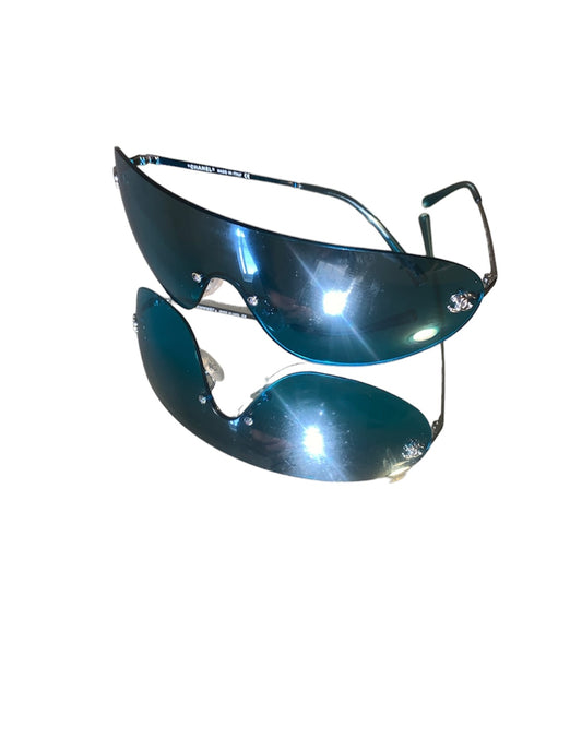 Vintage Blue Chanel rimless sunglasses