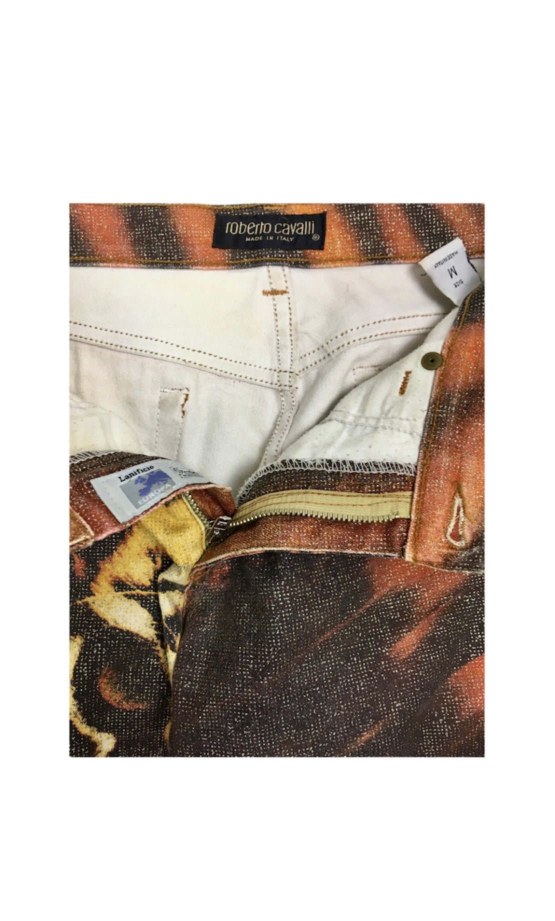 Authentic Vintage Roberto Cavalli F/W 2000 Orange Tiger print pants, size medium for women