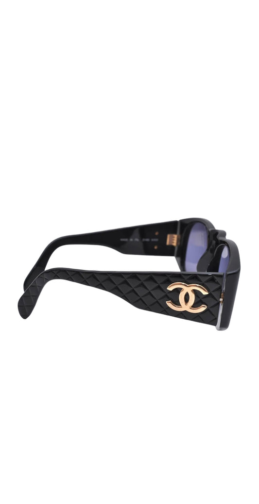 Chanel Black Vintage Quilted Sunglasses 