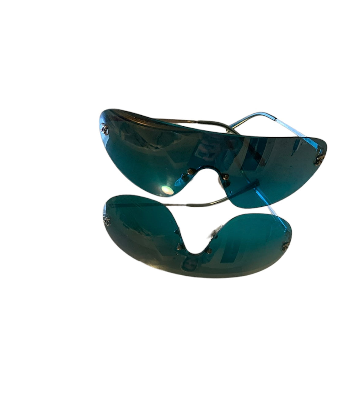 Vintage Blue Chanel rimless sunglasses 