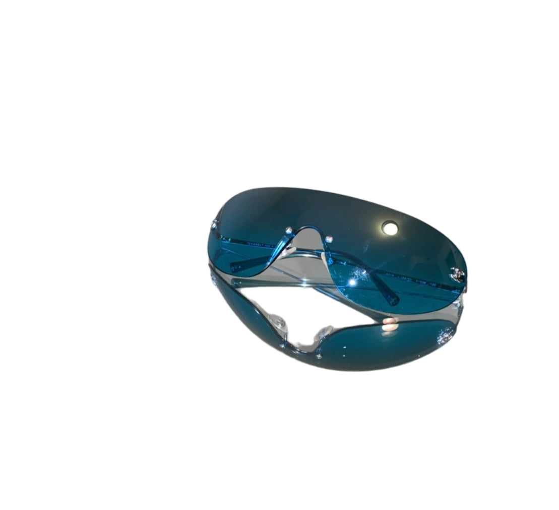 Vintage Blue Chanel rimless sunglasses 
