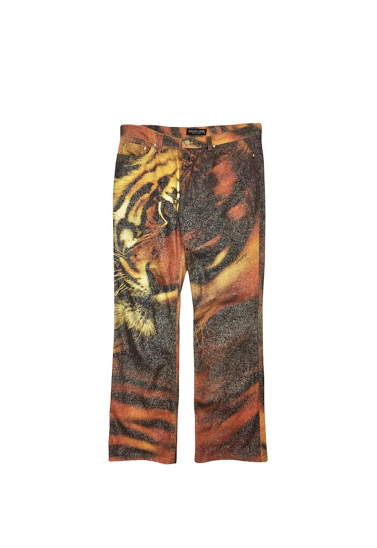 Authentic Vintage Roberto Cavalli F/W 2000 Orange Tiger print pants, size medium for women